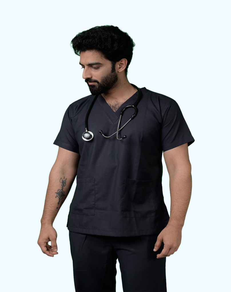 Black scrub suit, men's, Jit & Jit Products