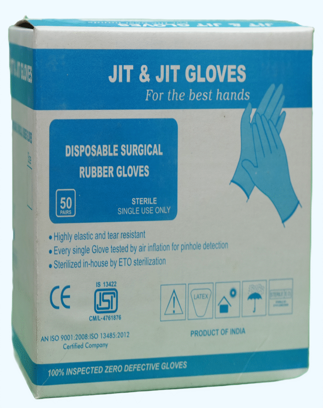 JIT & JIT Disposable Surgical Rubber Gloves 50 Pcs