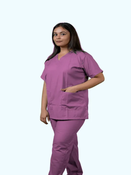 Light Purple scrub suit, front view